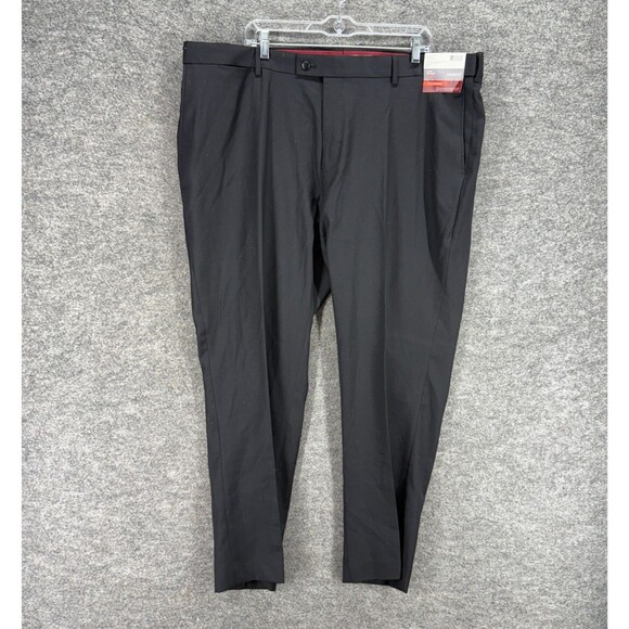 New Louis Raphael Dress Pants Men 44*30 Black Mid Rise Pleated Straight Fit - Picture 1 of 9